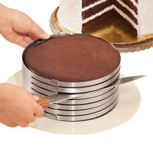 Fatiador de bolo de camada em aço inoxidável retrátil ajustável até 7 camadas, para bolos de 20 ou 30cm de diâmetro