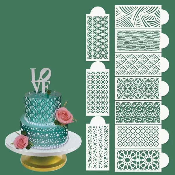 Kit com 10 Estêncils para decoração de Bolos Especiais